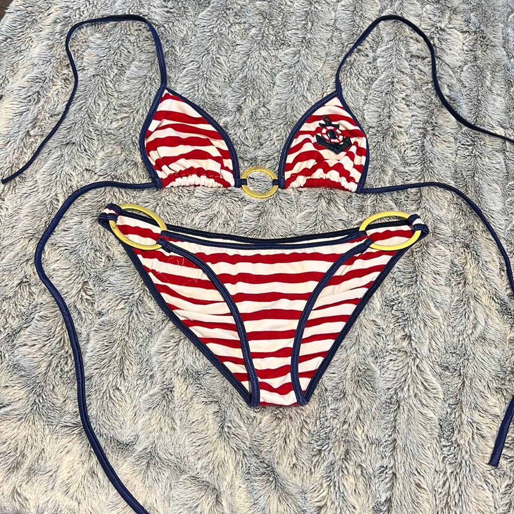 Nautical red, white and blue swimsuit